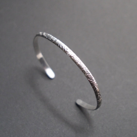 Floral Vine Cuff in 4mm Sterling Silver