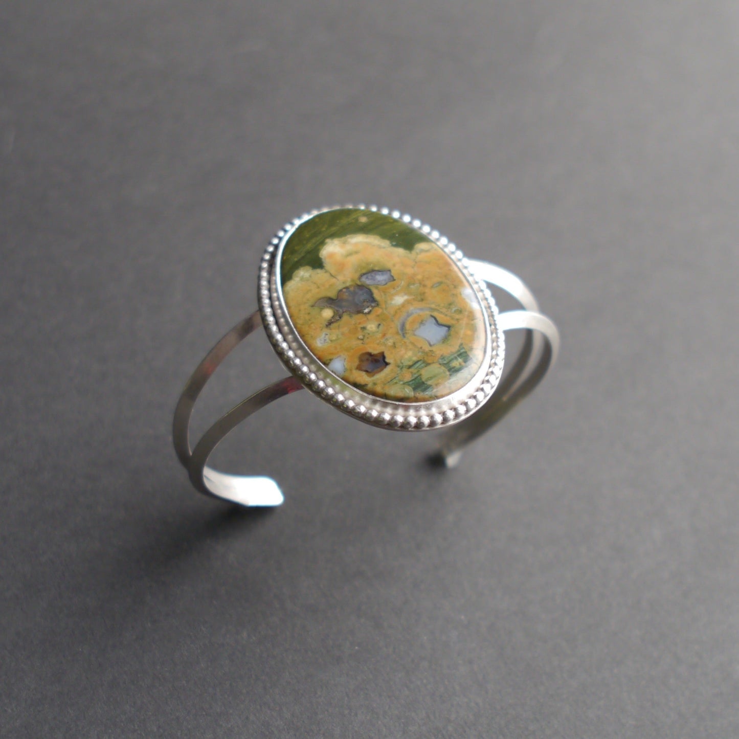 Rainforest Jasper Statement Cuff in Sterling Silver