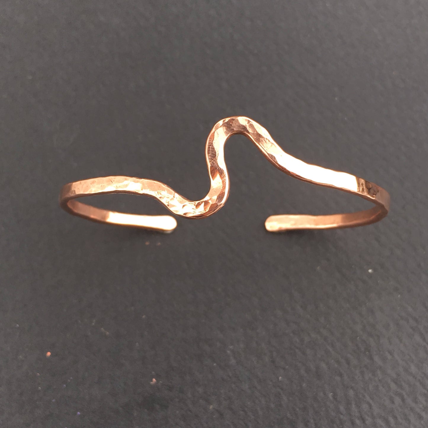 Hammered Texture Wave Cuff in 4mm Recycled Copper