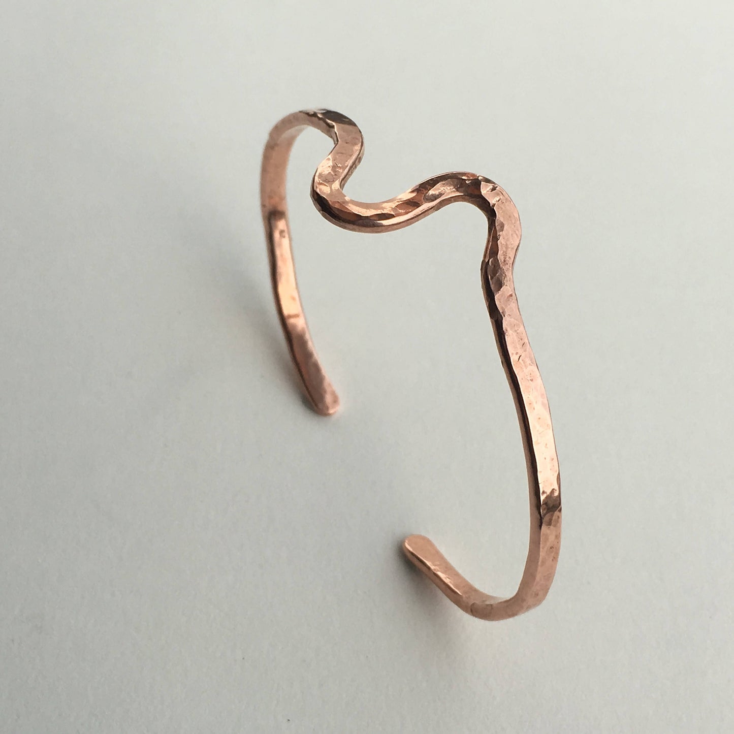 Hammered Texture Wave Cuff in 4mm Recycled Copper
