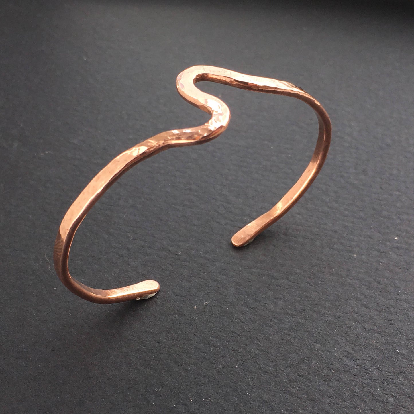 Hammered Texture Wave Cuff in 4mm Recycled Copper