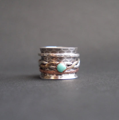 Turquoise Spinner Ring - Meditation Ring - Worry Ring - Size 7