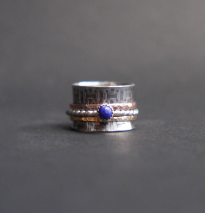 Lapis Lazuli Spinner Ring - Meditation Ring - Worry Ring - Size 4