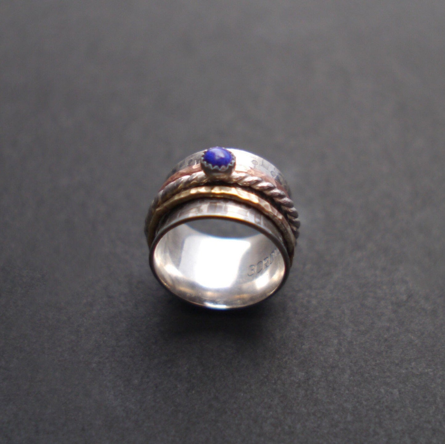 Lapis Lazuli Spinner Ring - Meditation Ring - Worry Ring - Size 4