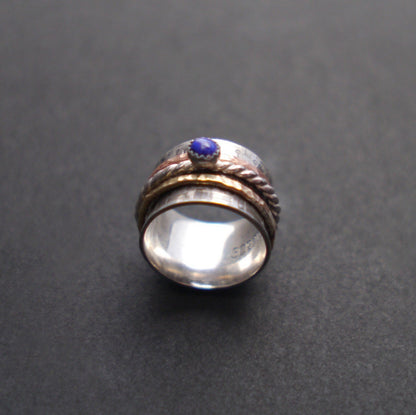 Lapis Lazuli Spinner Ring - Meditation Ring - Worry Ring - Size 4