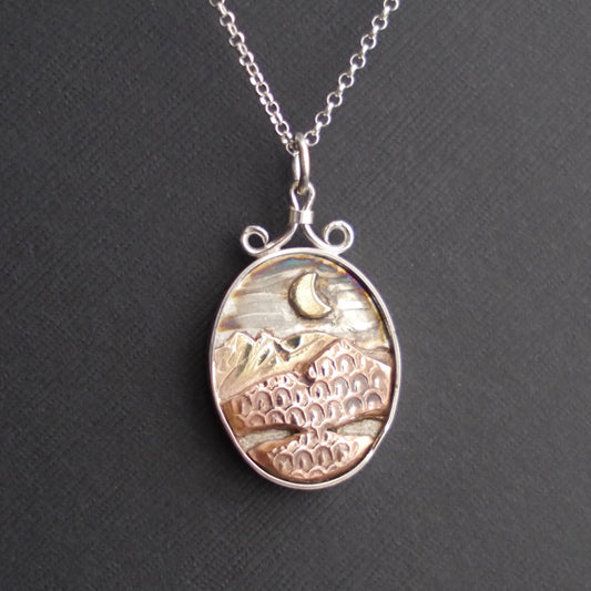 Blue Ridge Mountain Moonlight Shadowbox Pendant