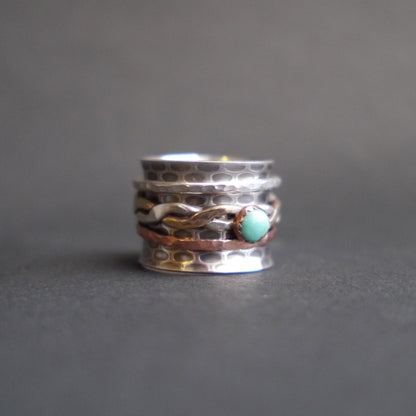 Turquoise Spinner Ring - Meditation Ring - Worry Ring - Size 7