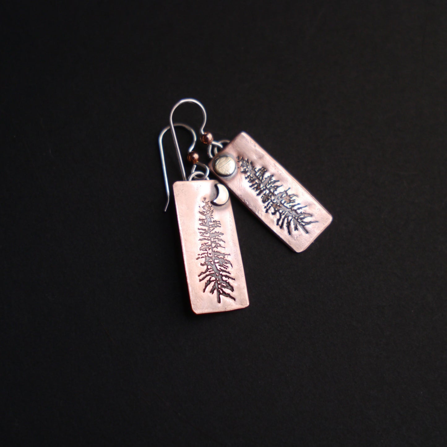 Tamarack Pine Earrings in Recycled Copper