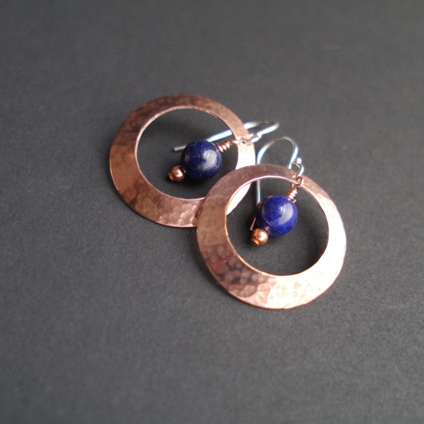 Copper Statement Earrings with Lapis Lazuli
