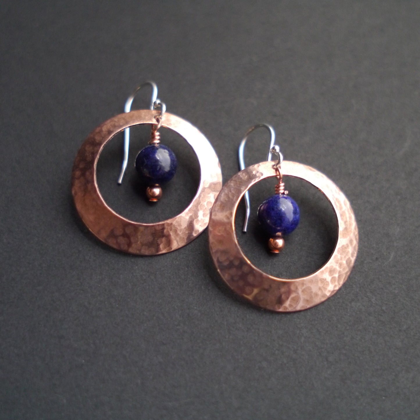 Copper Statement Earrings with Lapis Lazuli