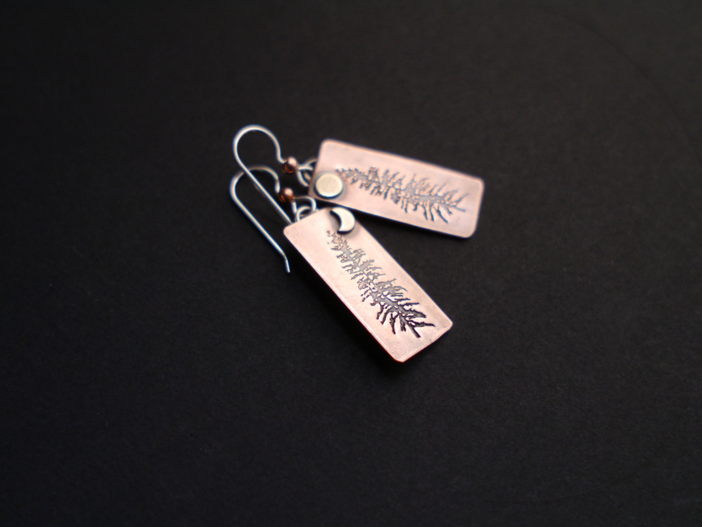 Tamarack Pine Earrings in Recycled Copper