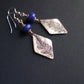 Natural Fern Earrings in Bronze with Lapis Lazuli