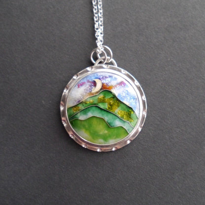 Blue Ridge Mountainscape Cloisonné Pendant