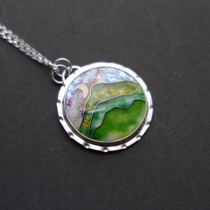 Blue Ridge Mountainscape Cloisonné Pendant