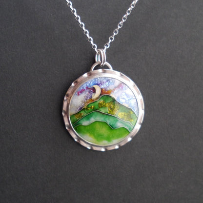 Blue Ridge Mountainscape Cloisonné Pendant