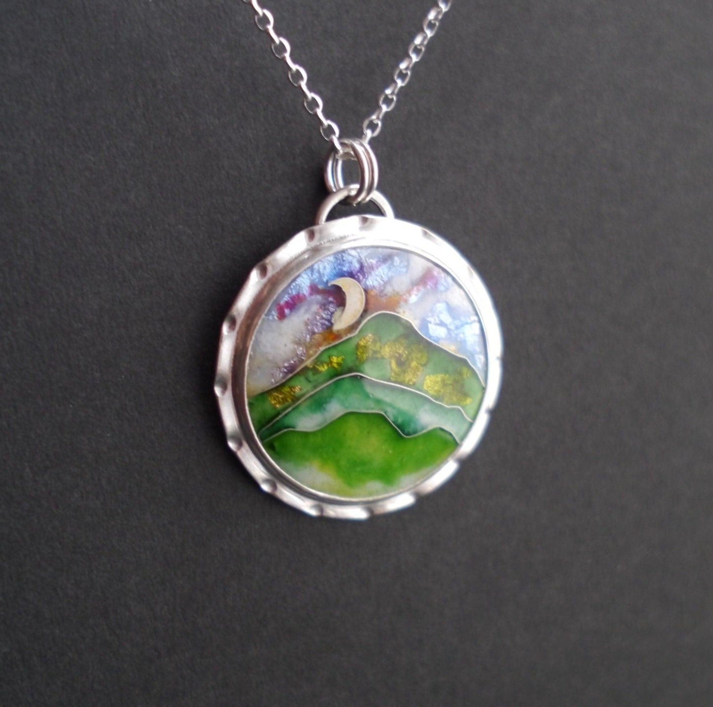 Blue Ridge Mountainscape Cloisonné Pendant