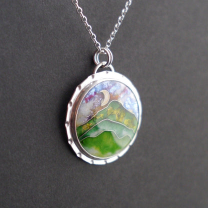 Blue Ridge Mountainscape Cloisonné Pendant